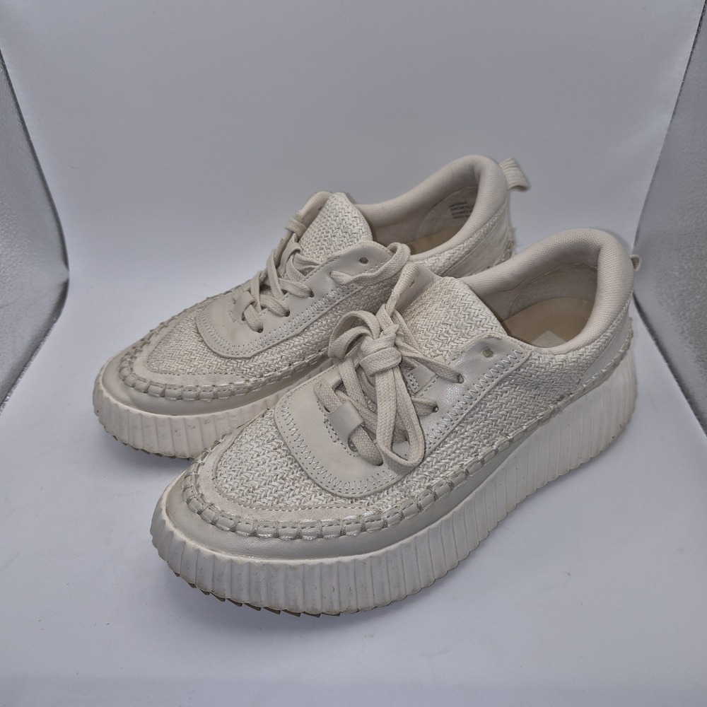 Dolce Vita Shoes Womens Size 10 Natural DV Fay Platform Woven Lace Up Sneakers